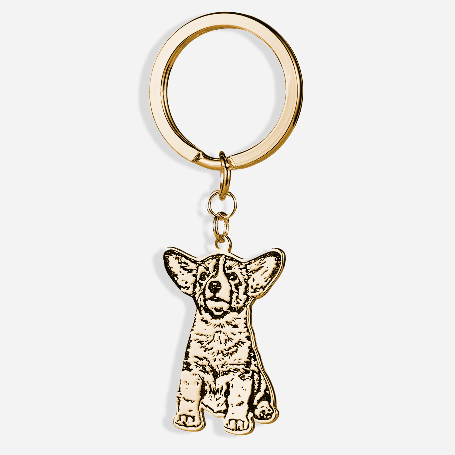 Norwich Terrier Keyring, Gold plated keychain, Key ring with a dog, Solid key buying pendant, Gift Box available