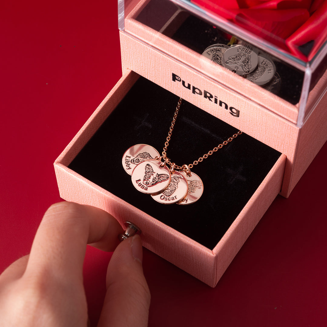 Pet Face Necklace with Furever Rose Box