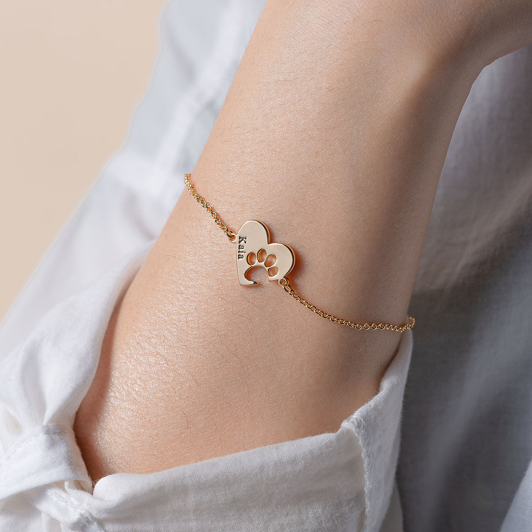 Pulsera con Corazón y Patita