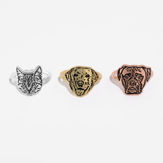 Bague à découper le visage d'un animal de compagnie