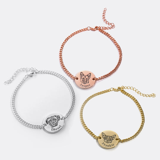 Bracelet avec visage d'animal de compagnie